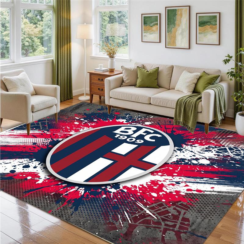 Bologna FC Design Crystal Velvet Rug Soft Decorative Mat for Bedroom Entrance
