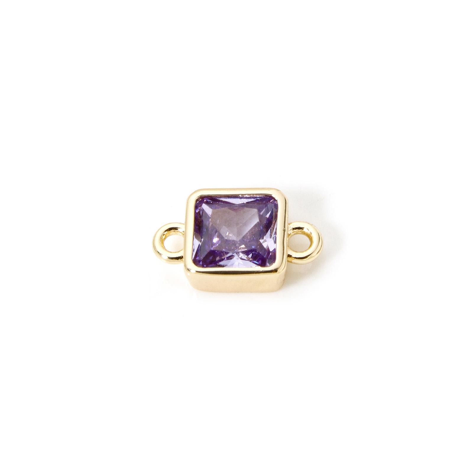 

2 PCs Brass Birthstone Connectors Charms Pendants 18K Real Gold Plated Square For Bracelet Necklace DIY Jewelry Making12mm x 7mm 12x7mm