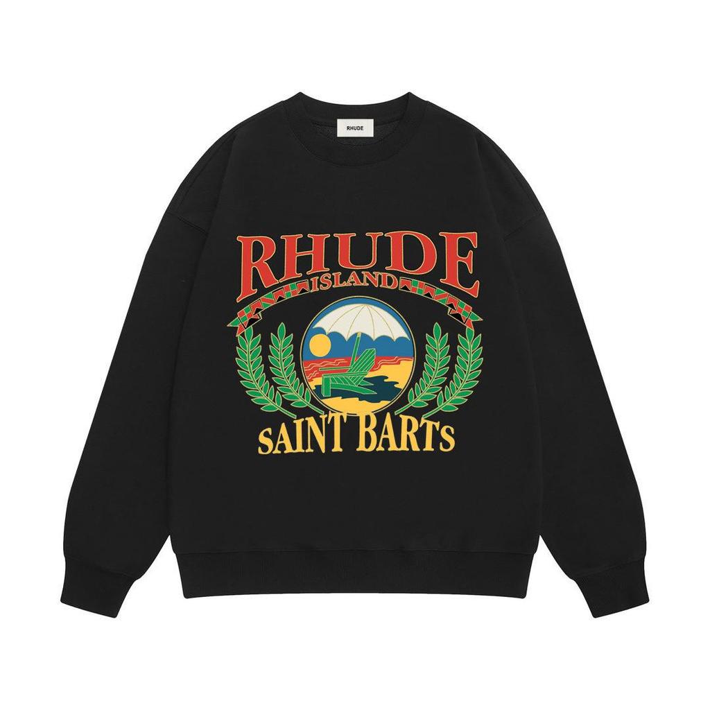 RHUDE Herren Lockerer Baumwoll-Hoodie mit Buchstabenprint - Europäischer & Amerikanischer Trend