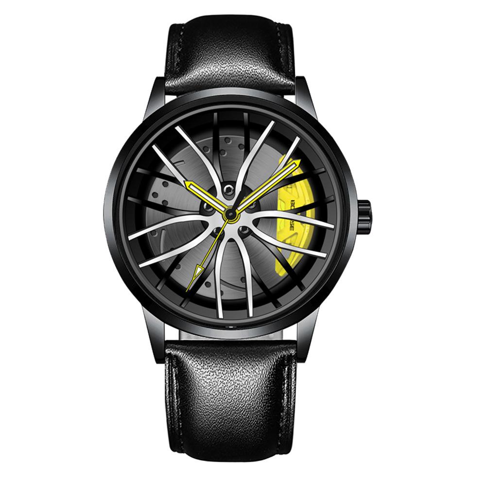 Boruse Caliper Hub Trendy Men'S Belt Watch Student Waterproof Luminous Quartz Watch