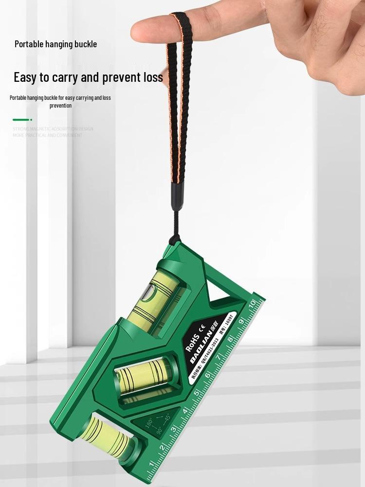 Magnetic High-Precision Drop-Proof Spirit Level Protractor with Mini Ruler