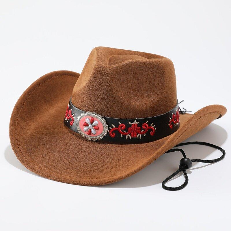 European and American retro western cowboy hat Tibetan big edge hat men's and women's jazz hat sunscreen riding hat sunshade hat belt