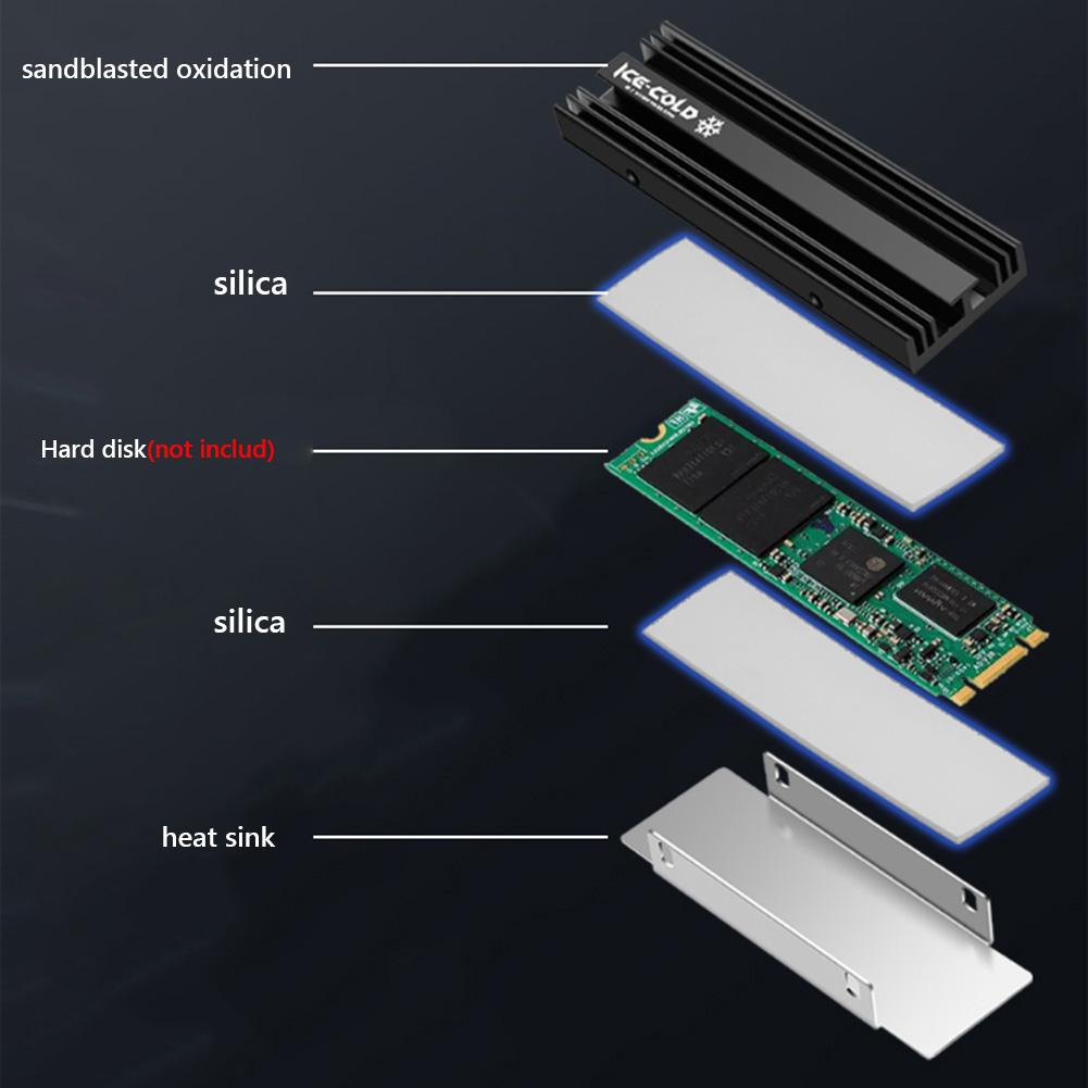 M.2 NGFF NVME 2280 SSD Heatsink with Silicone Thermal Pad SSD Cooler Aluminum Alloy Cooling Cooler Radiator for PS5 Desktop PC