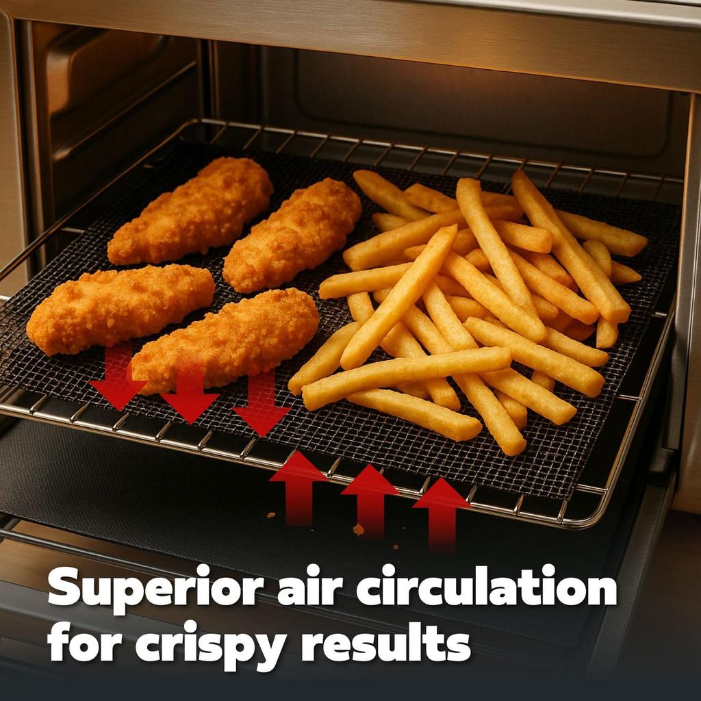 Cooks Innovations Toaster Oven Non Stick Liner & Crisper Set - Get Crispy Food Every Time - Easy Clean Up - Premium Crisping Sheet with Nonstick Oven