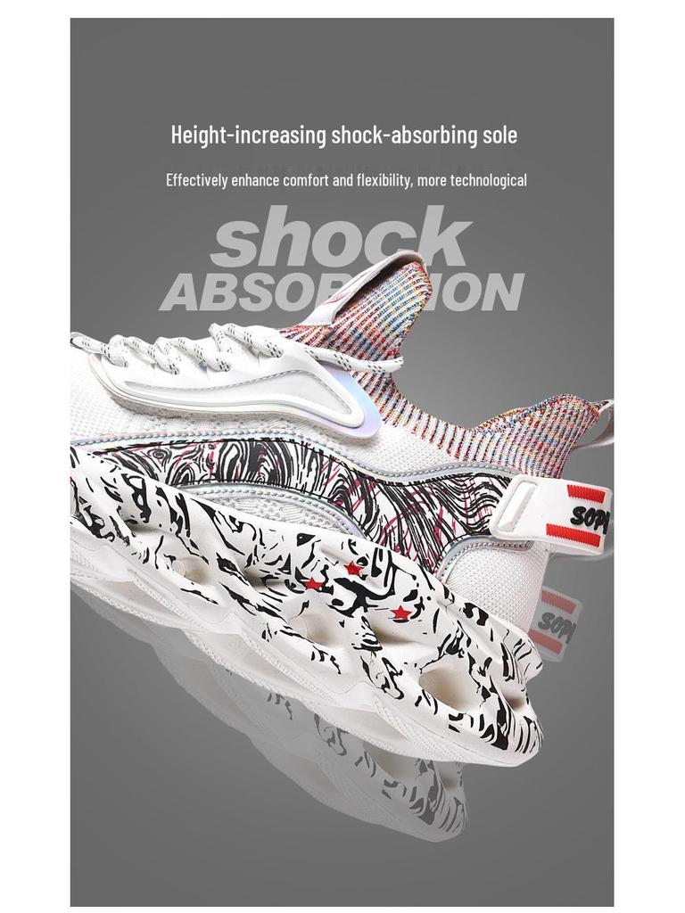 2023 Autumn Men's Tide Sports Shoes with 3D Printed Outsole, Super Light, High Sole, Size 46