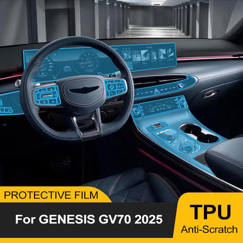 Car Interior Anti-scratch TPU Film for Genesis GV70 2025 Center Console Dashboard Navigation Pre-cut PPF Film Auto Accessories