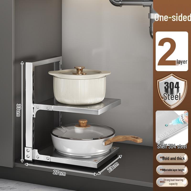Multi-Layer Kitchen Pot Rack: Floor-Standing, Under-Sink Cookware & Storage Solution