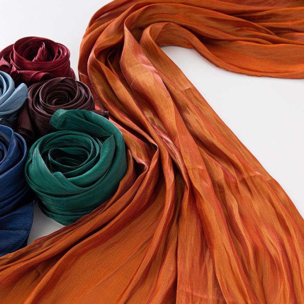 Solid Color Long Scarf Lightweight Thin Shawl Soft Polyester Neck Scarf for All Seasons Muslim Headscarf
