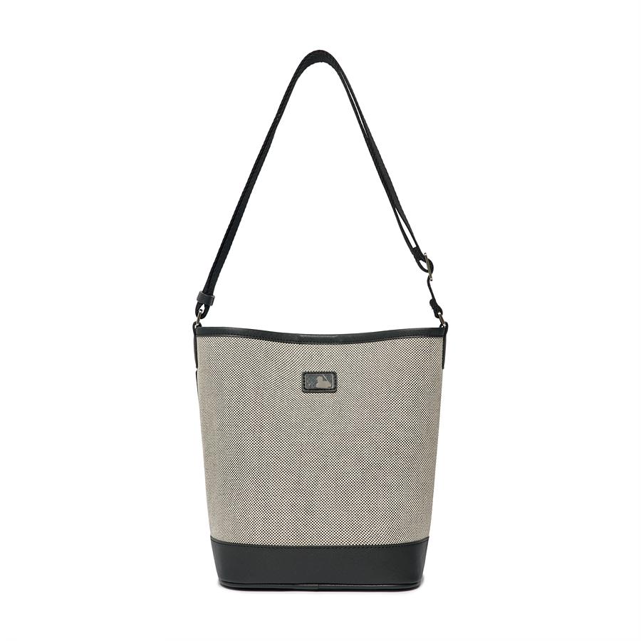 Mlb Basic Big Logo Canvas Bucket Bag Ny (Black)