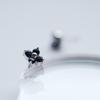 Fleur Flower September Birthstone Sapphire Earrings in Sterling Silver Gift Box Cloud-jewelry (925) [Wooden Included] FCE-1S