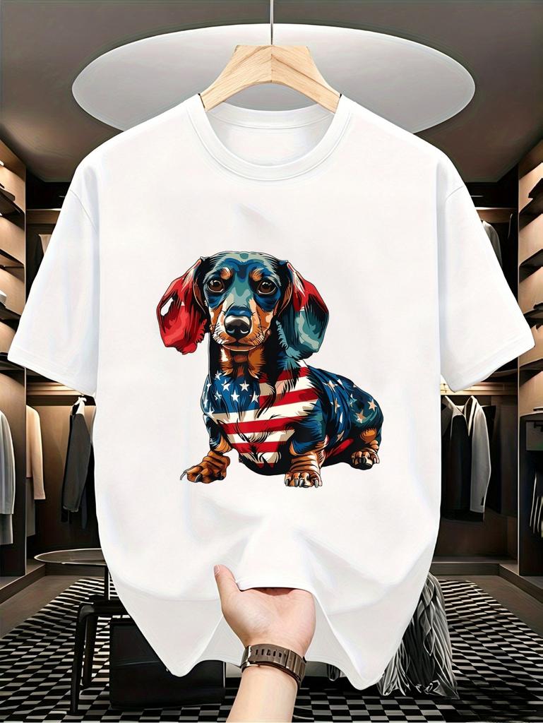 Patriotic Dachshund In American Flag Shirt 4th of July Independence Day TShirt for Men Unisex Soft B