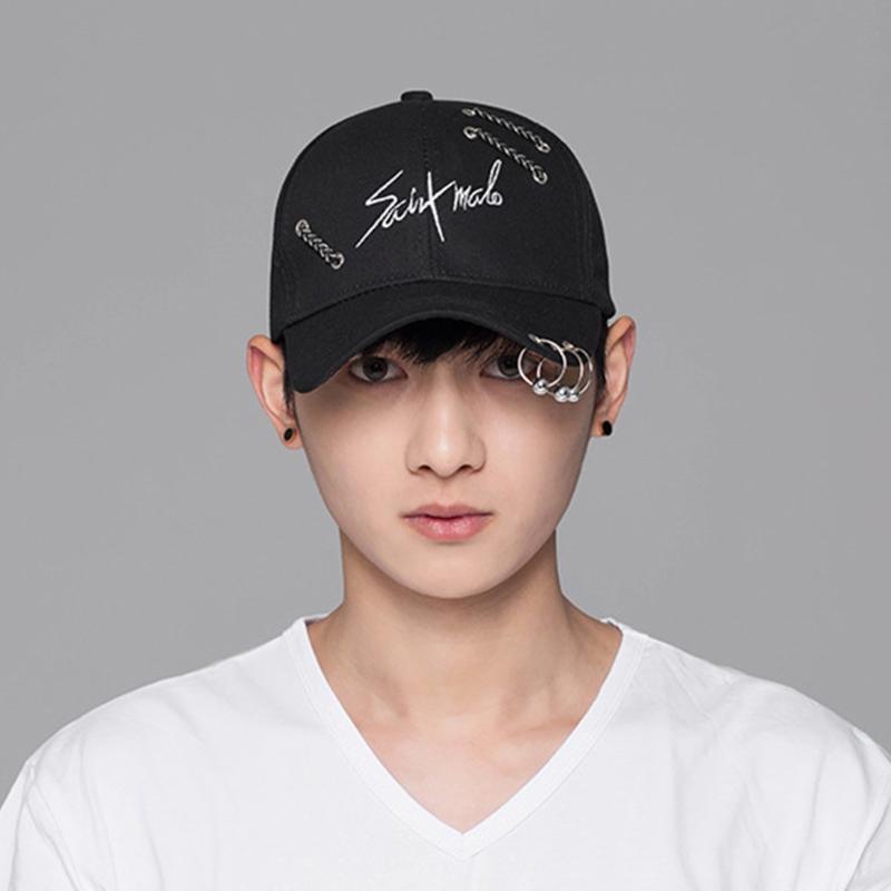 Casual Baseball Cap Letter Sport Cap Trendy Peaked Cap with Ring All-match for Outdoor Hiking Riding Camping Cycling