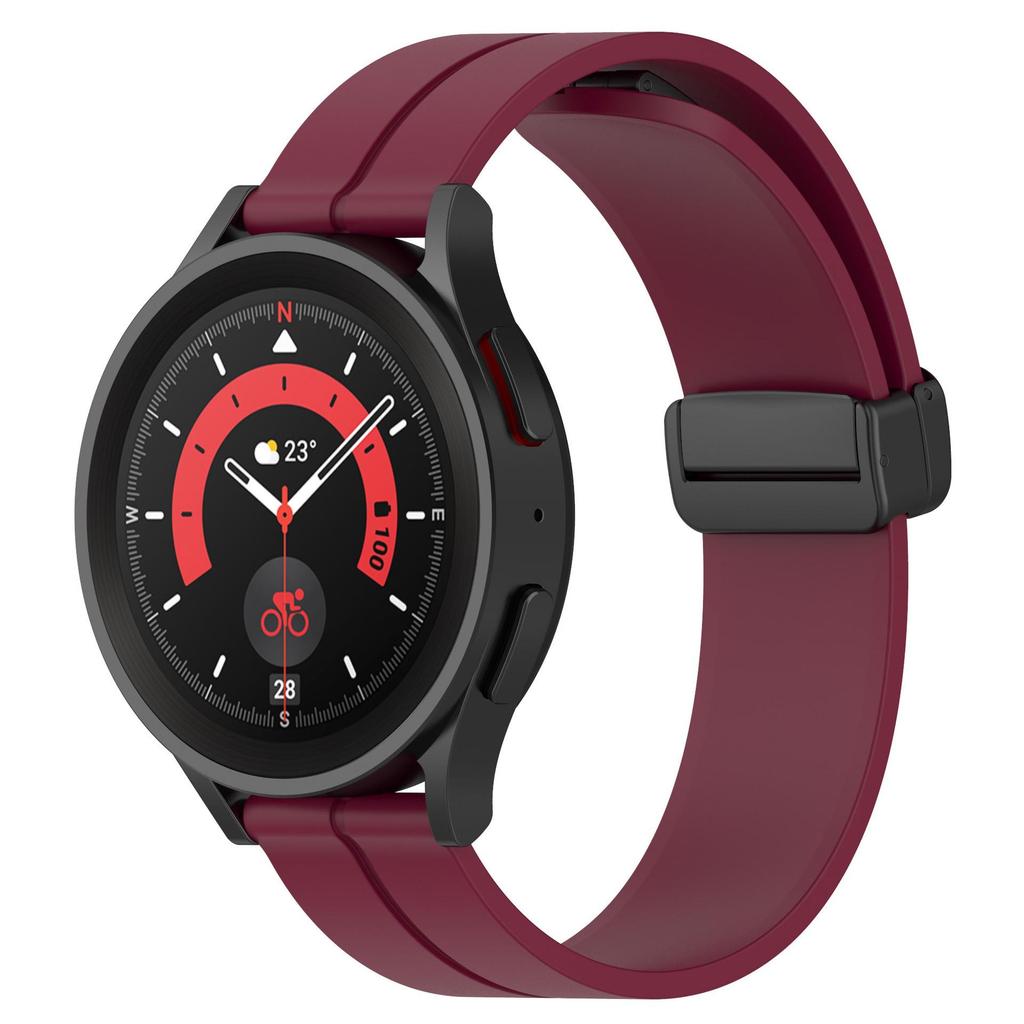 Compatible 20mm Magnetic Folding Buckle Silicone Watch Strap for Samsung Active2 (Fits 22mm Folding Buckle).