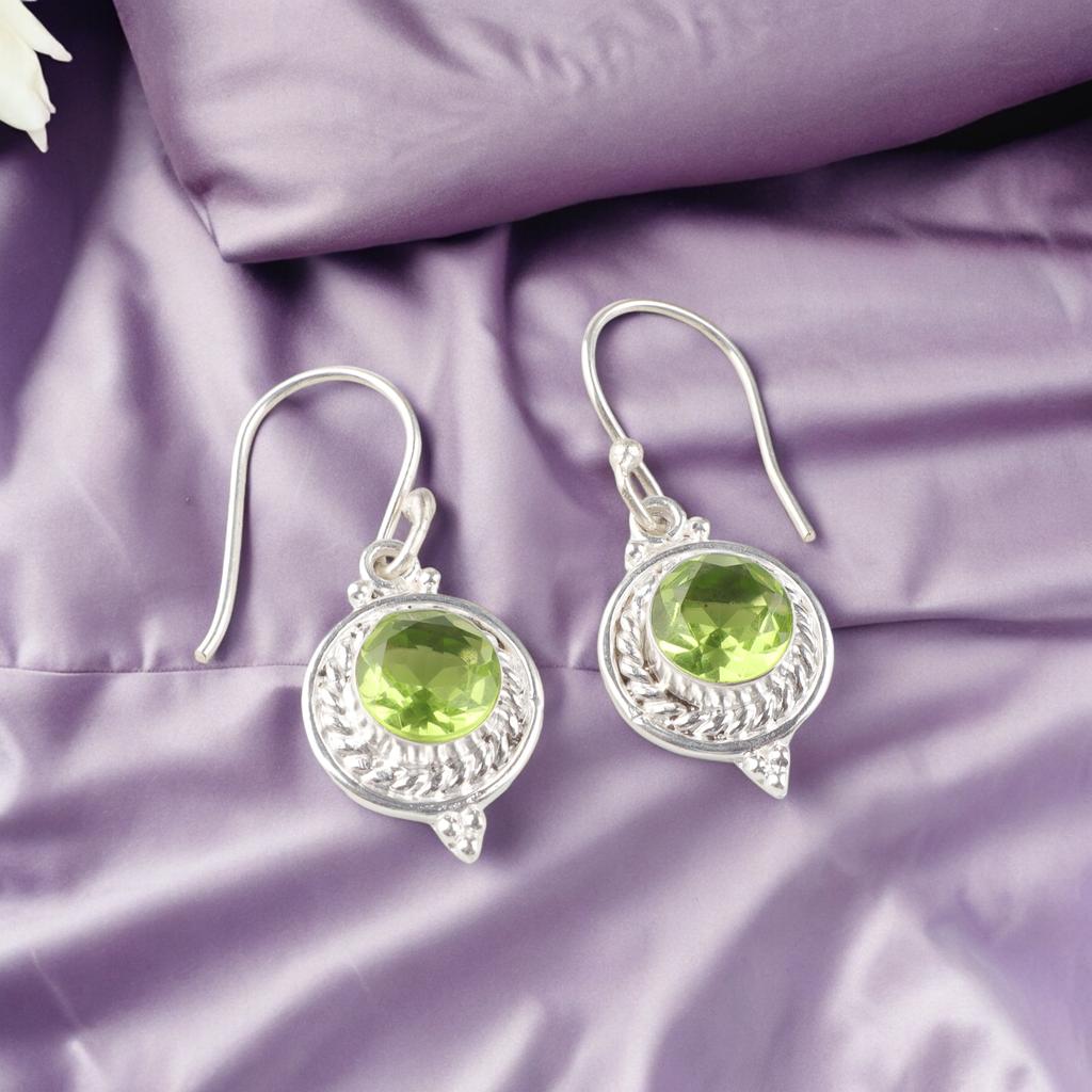 Peridot Gemstone 925 Sterling Silver Jewelry Handmade Earrings For Wedding Gift EE-117-6