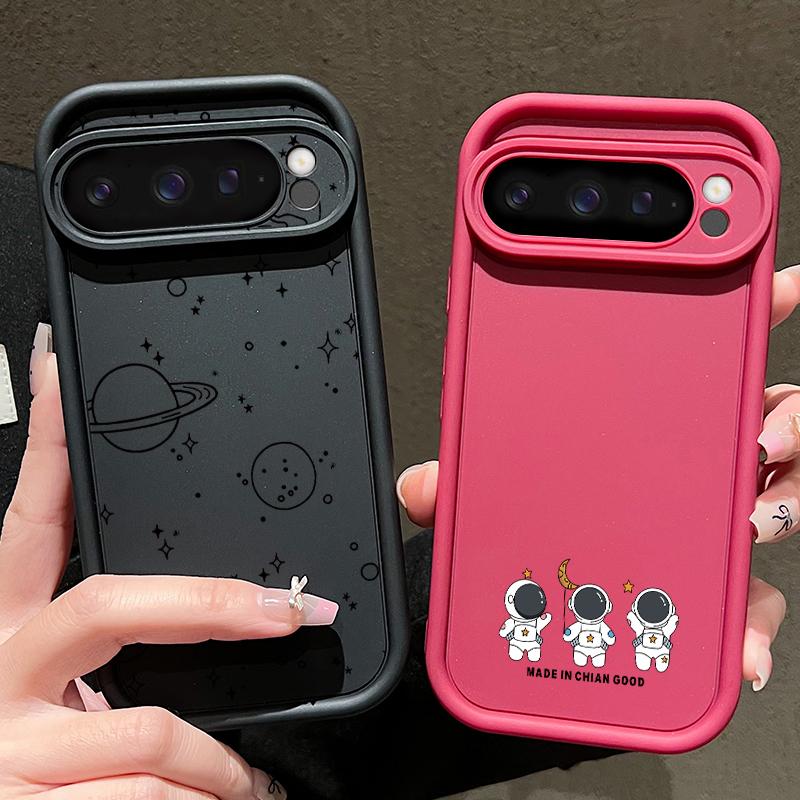 Niedlicher Planet Star Astronaut Print TPU Stoßfeste Hülle für Google Pixel 9 Pro XL 8 Pro 8A Linsenschutz Matte Soft Phone Cover