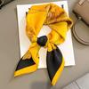 Women's Korean Style Retro Printed Imitation Silk Scarf for Professional and Casual Use