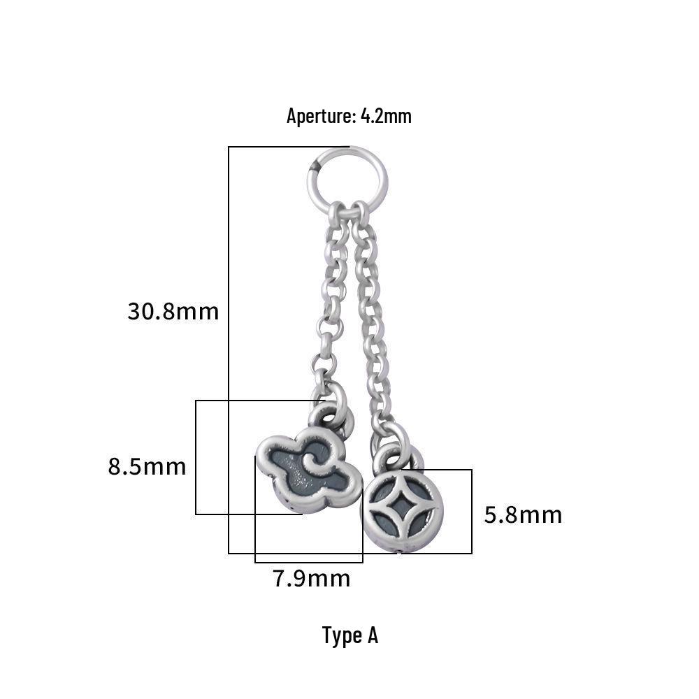

999 Sterling Silver Twin Lotus Tassel Pendant Charm Bracelet Necklace with Retro Coin Design