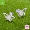 Frühlings-Schmetterlings-Ohrstecker Damen, eingelegter Jade-Modeschmuck S925 Silber personalisierte Ohrstecker