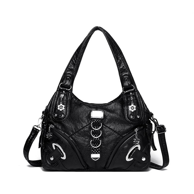 Vintage Large Capacity Washed Leather Women Shoulder Crossbody Bags Luxury Girl Tote Bag High Quality Female Handbags Sac A Main