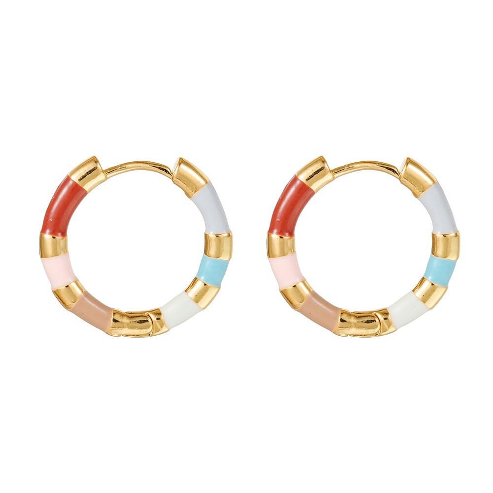 French Vintage Color Enamel Drip Glaze Earrings, Women S Light Luxury Earrings, Contrasting Earrings, New Chinese Earrings