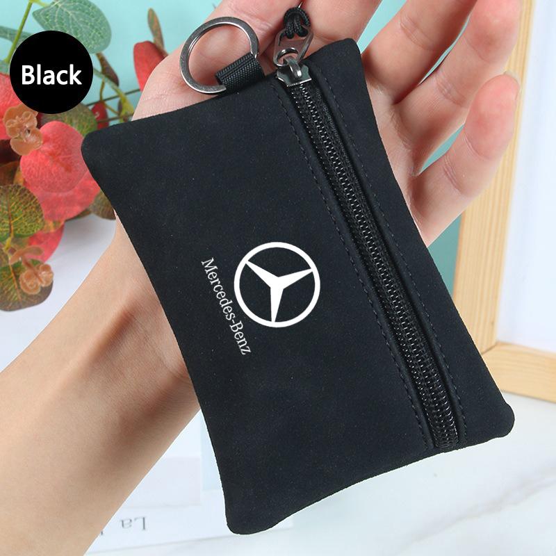 Suede Portable Car Key Bag Zipper Wallet Card Coins Pouchs For Mercedes Benz A C E S G Class GLC CLE CLA GLB GLS W177 W205 W213 QR1