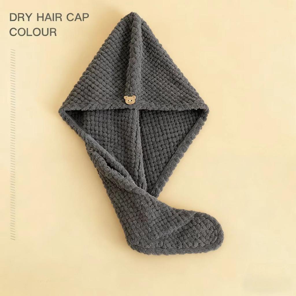 4/2Pcs Hair Drying Towel With Button Women'S Quick-Dry Microfiber Headscarves Absorbent Hair Towel Wrap Thickened Soft Headscarf