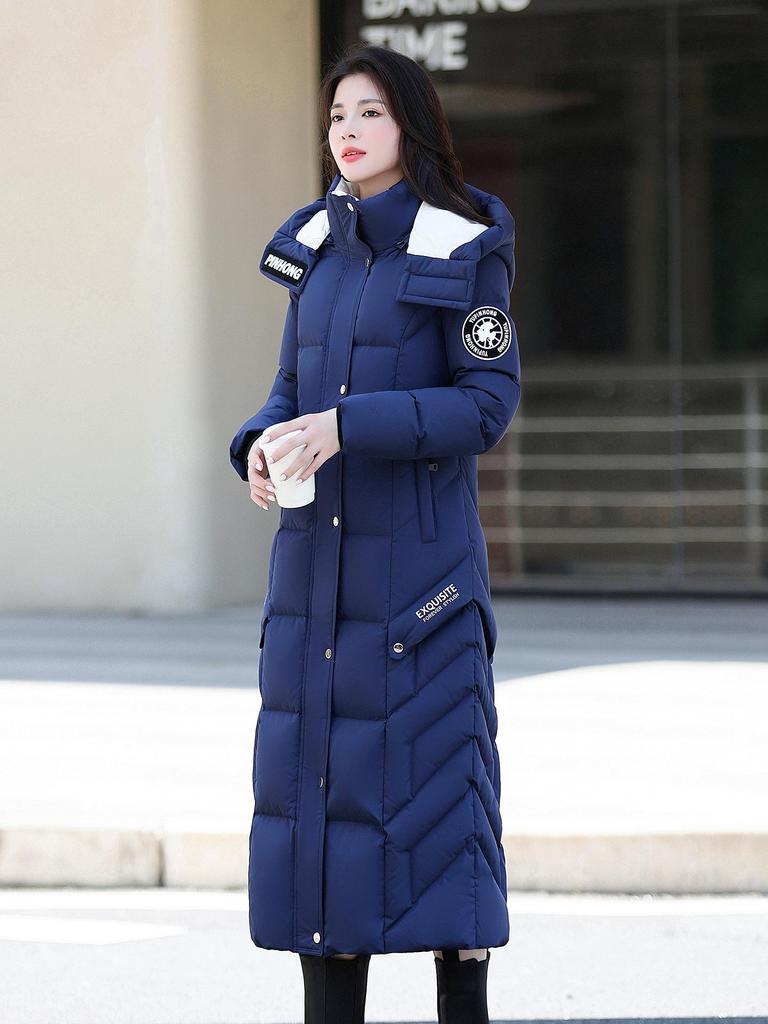 Damska kurtka puchowa bardzo długa w stylu koreańskim – 95% puch białej kaczki