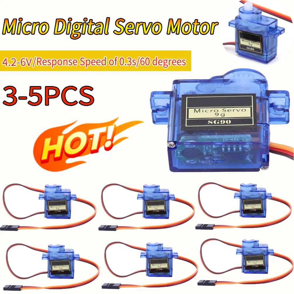 3-5pcs SG90 9G Micro Gear Servo Motor Fixed-Wing Steering Engine 180/360 Degrees for RC Helicopter Aircraft Airplane
