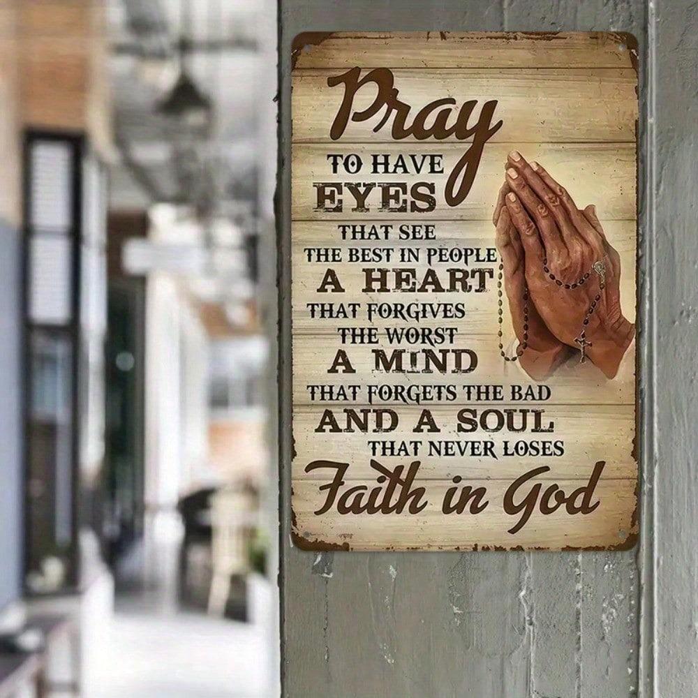 Vintage Metal Wall Sign Inspirational Prayer Rustic Spiritual Decor