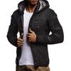 Men's Solid Color Button Sweater Men's Hooded Knitted Fleece-lined Cardigan Jacket