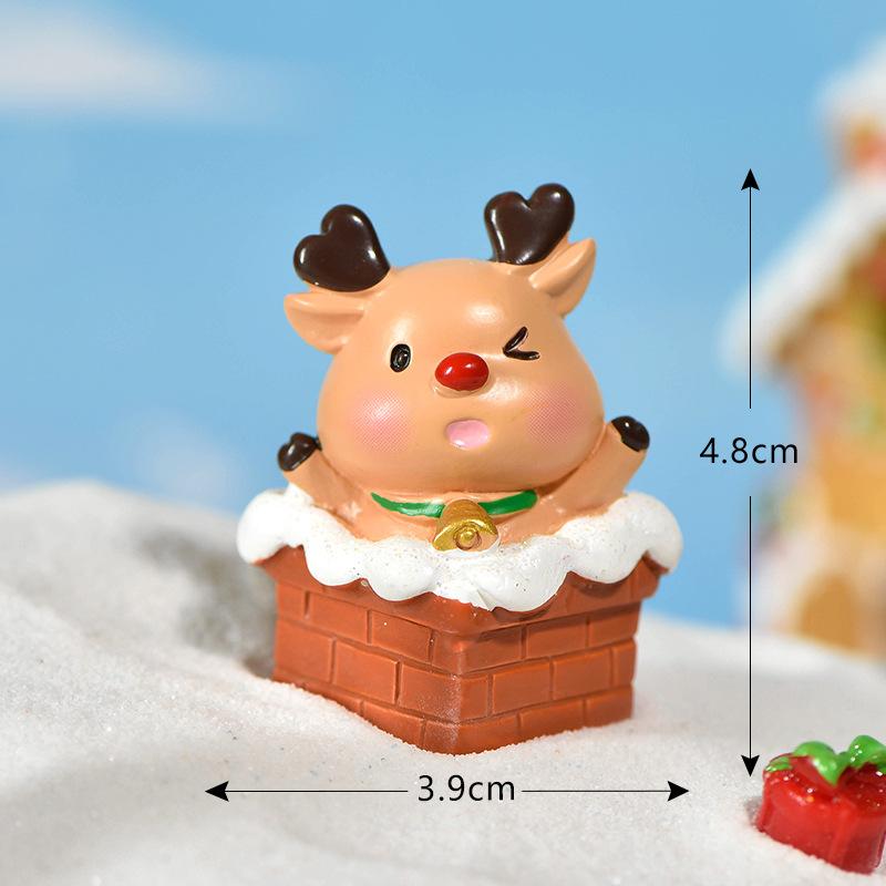 Christmas Micro Landscape High-Quality Snow Landscape Decoration Resin Figurines  Miniature Christmas Scene For Winter