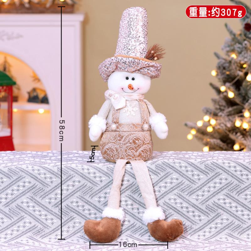 

New Christmas long-legged doll tabletop ornament Christmas sequin old man snowman elk long-legged puppet ornament See Picture Size