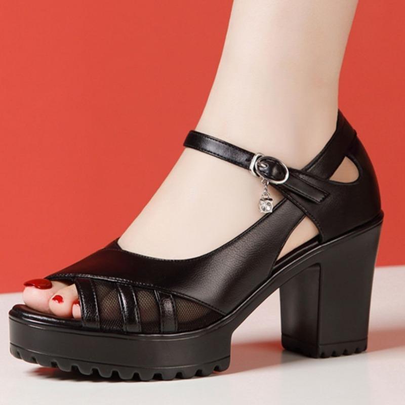 Fashion Fashion 2025 Buckle Strap Women's Sandals New Open Toe Office and Career Summer Best Seller Comfortable Heeled Sandals Zapatos