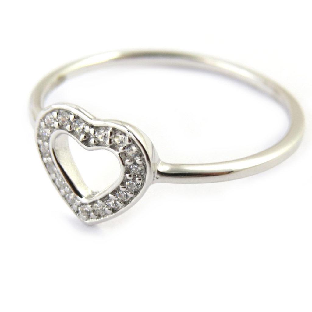 Silver Ring 'Love' Silvery White (rhodium Plated) - 9x8 Mm