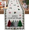 Christmas Tree Snowflake Bufflao Plaid Linen Table Runner Dresser Scarf for Xmas Party Decor Washable Kitchen Dining Table Decor