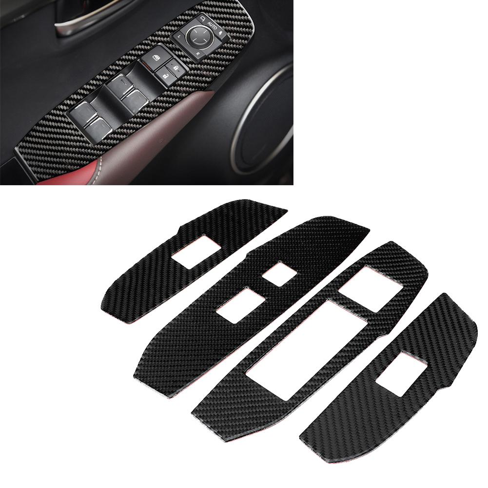 4Pcs Car Carbon Fiber Window Switch Panel Cover Decorative Sticker Fit for Lexus NX 200 200t 300h 14 19