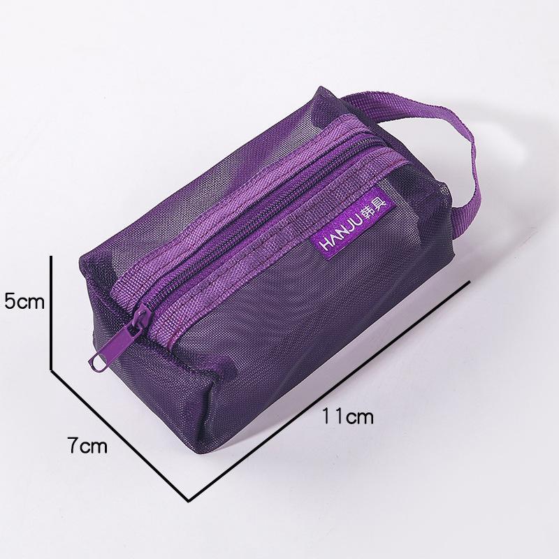 

Korean Style Vintage Mesh Zipper Bag - Small Storage for Cards, Coins, and Makeup фиолетовый