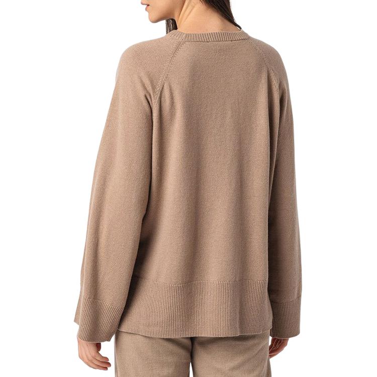Armani Exchange Logo Print Round Neck Long Sleeve Knit Sweater Women sweater Light-Brown 6RYM1Q-YMT8Z-0748