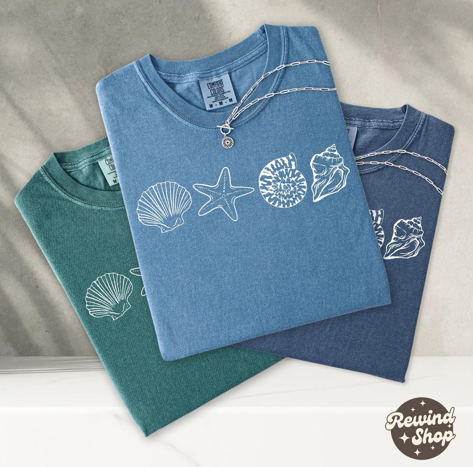 Comfort Colors® Ocean Shirt - Sea Shells 90s Tshirt - Retro Minimalistic Shirts - Ocean Shell Shirt - Summer Ocean Shirts - Cute Sea Animal 4XL