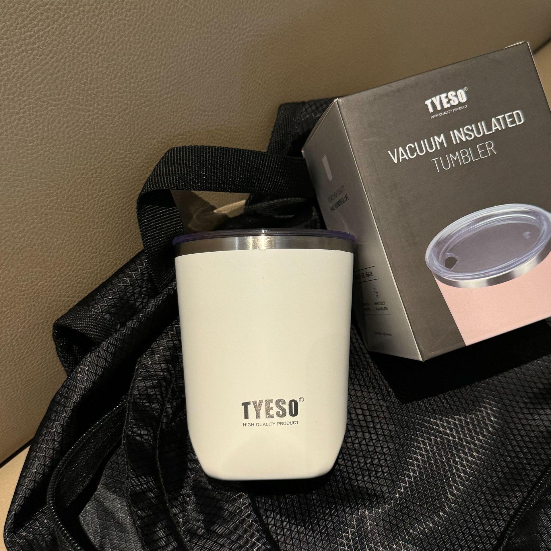 

Tyeso Stylish Water Bottle Insulated Trendy Portable Travel Mug for Outdoor Use High Aesthetic Design Fashionable Coffee Cup 300ML белый