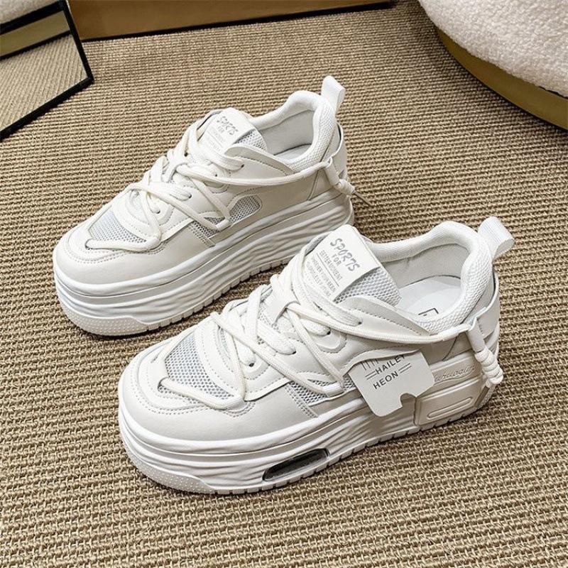 Super Fire European Station Little White Shoes Women's 2025 Autumn Models Summer Mesh Breathable Thick Sole Versatile Height Increase Casual Women's B