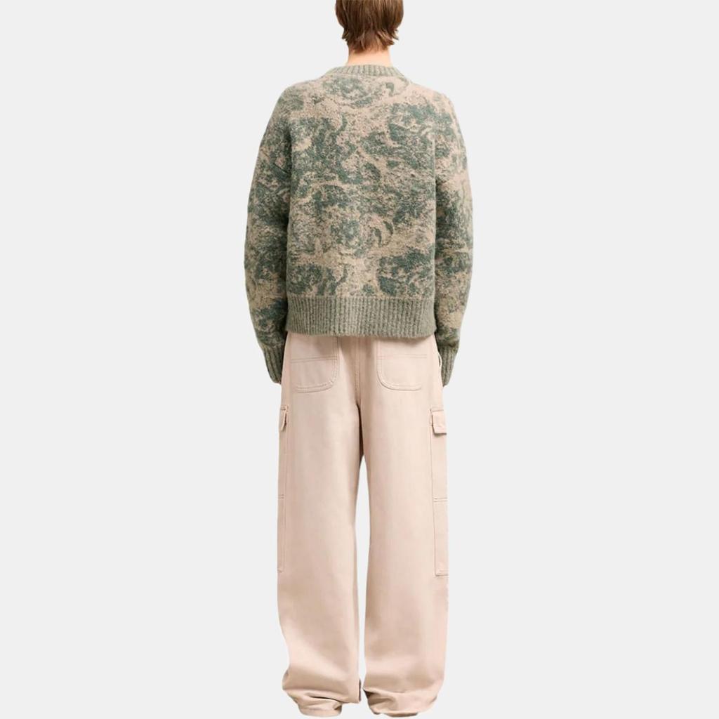 AMIPARIS Jacquard Blend Crew Neck Ribbed Hem Cuff Long Sleeve Mohair Sweater Women Sweater Beige UKS048KN00602024