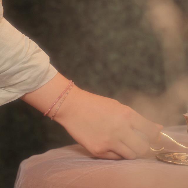 Exquisite Handmade Pink Tourmaline Bracelet for Women - Natural Beaded Crystal Jewelry