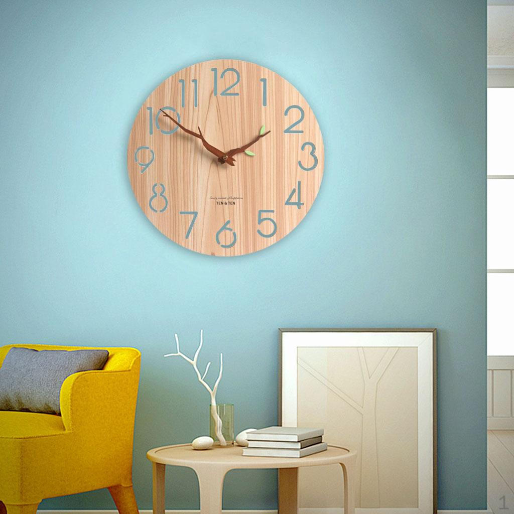 

12 Clock Battery Powered Silent Round Watch Decorative for Bedroom bathroom and kitchen Room With Leaves