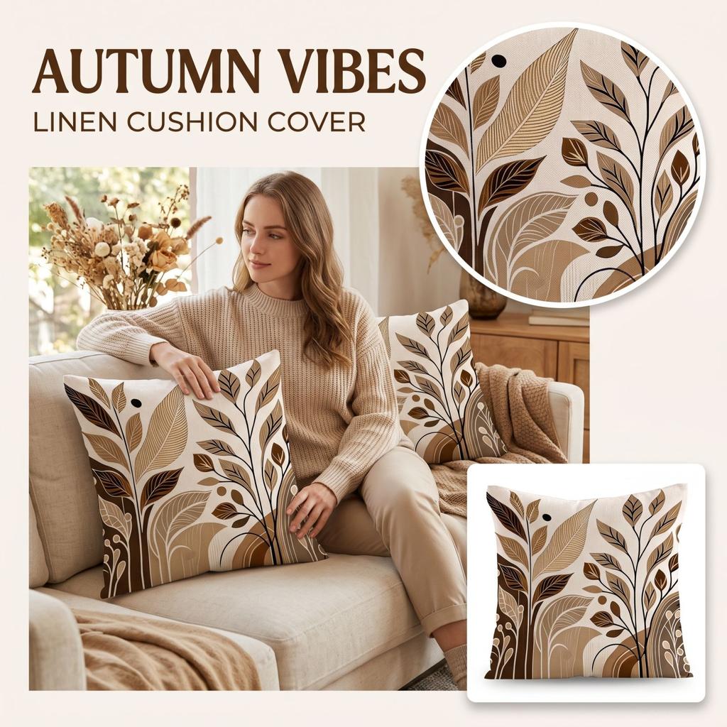 Abstract Geometric Throw Cover, Linen Printed Cushion Case for Sofa and