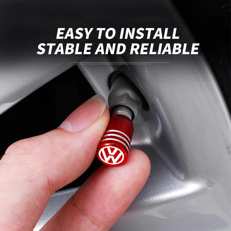 Tappo Valvola Gonfiaggio Pneumatici Auto in Alluminio Avvitabile Antifurto per Volkswagen VW R Line Golf MK4 MK5 MK6 MK7 MK8