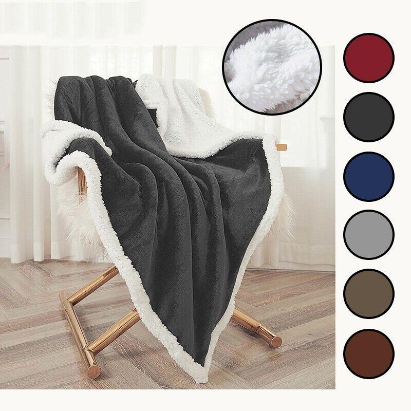 Luxurious Sherpa Flannel Fleece Blanket Soft Plush Warm Thickened Comfort