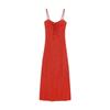 Vintage floral dress red dress women's summer spice a word skirt suspender skirt vacation style seaside dress