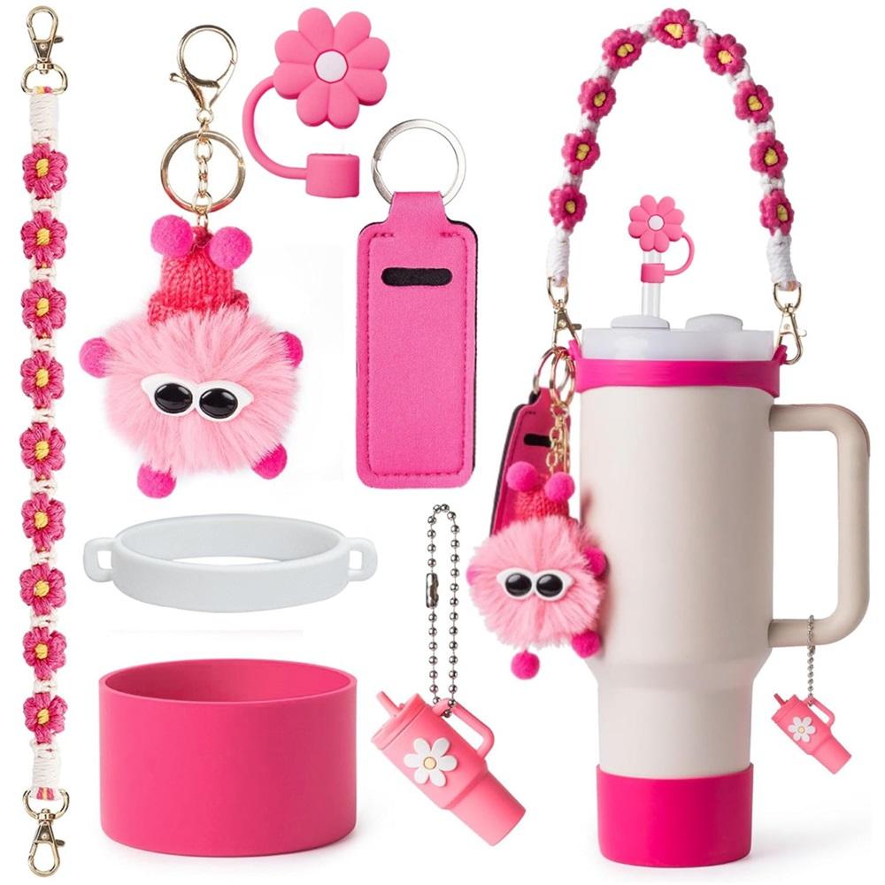 7-piece cup accessory set, water bottle handle strap, silicone straw cap, bottle rack, 30oz 40oz insulated cup keychain accessories