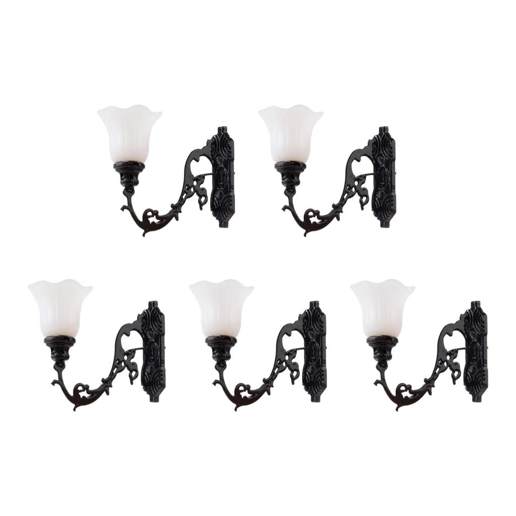 5 Pieces Model Railway Wall Lamp Miniature Lights for Landscape Diorama Fairy Garden